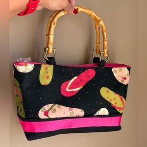 Hawaiian flip-flop tote purse/bamboo handles/ rare find!